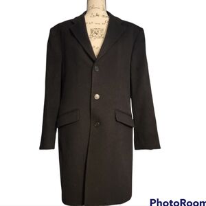 Italian Virgin Wool & Cashmere Viapiana Size 40R Charcoal Overcoat